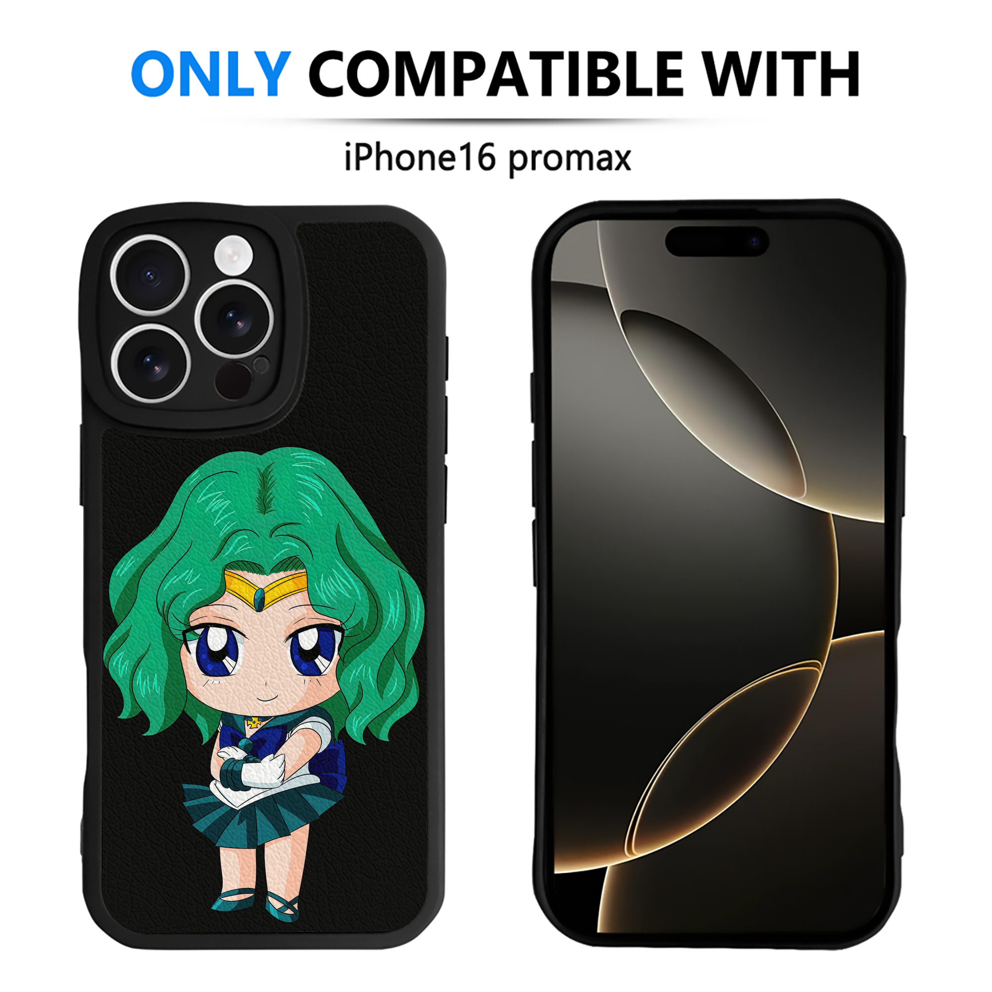 （画像用） 美少女戦士セーラームーン 海王 みちる（かいおう みちる） Sailor Moon Kaiou Michiru 【iPhone 16シリーズ対応】シリコンスマホケース（レザー調） 材質：シリコン